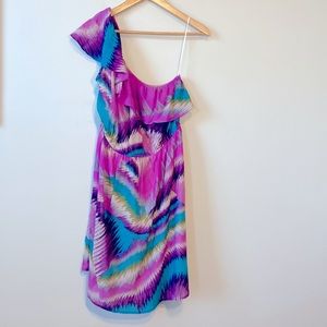 NWT Black Rainn one shoulder turquoise and purple cute dress